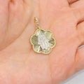 14K Gold Hamsa Shine Diamond Floral Pendant in yellow gold - close-up product photo