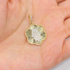 14K Gold Hamsa Shine Diamond Floral Pendant in yellow gold - close-up product photo