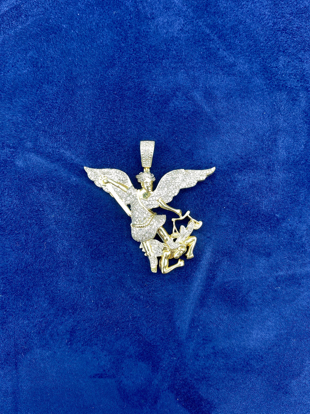 10K Gold Saint Michael Archangel Diamond Pendant - additional product view 5