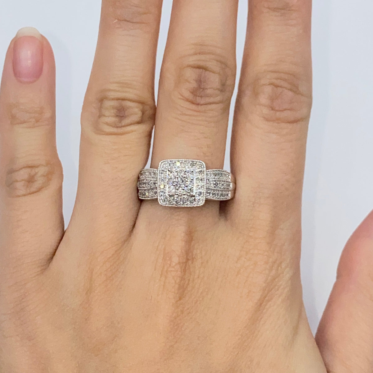 10K Gold Square Halo Diamond Ring - additional product view 2