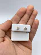 10K Gold Castle Flat Studded Diamond Earring in yellow gold - close-up product photo