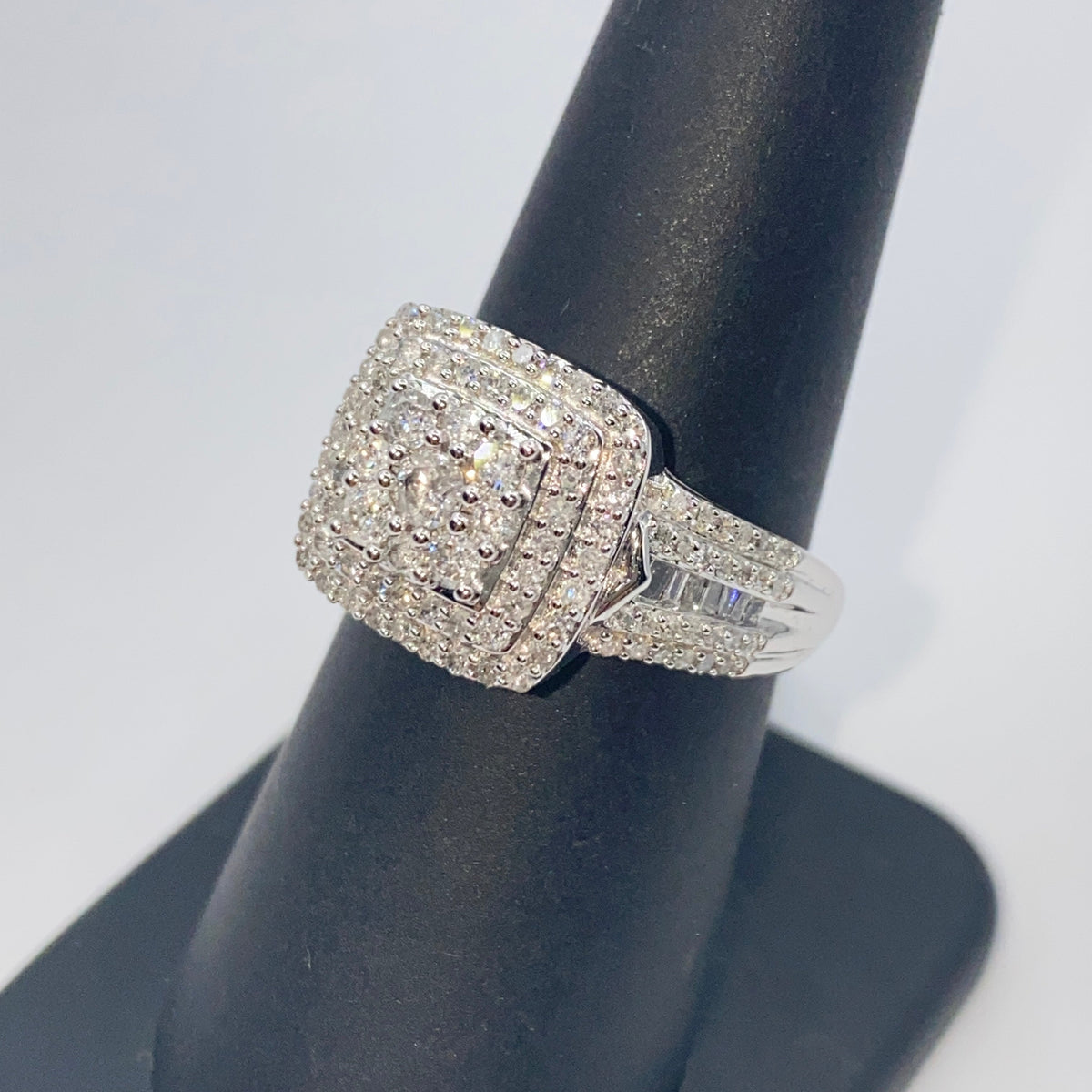 10K Gold Square Double Halo Diamond Ring - additional product view 7