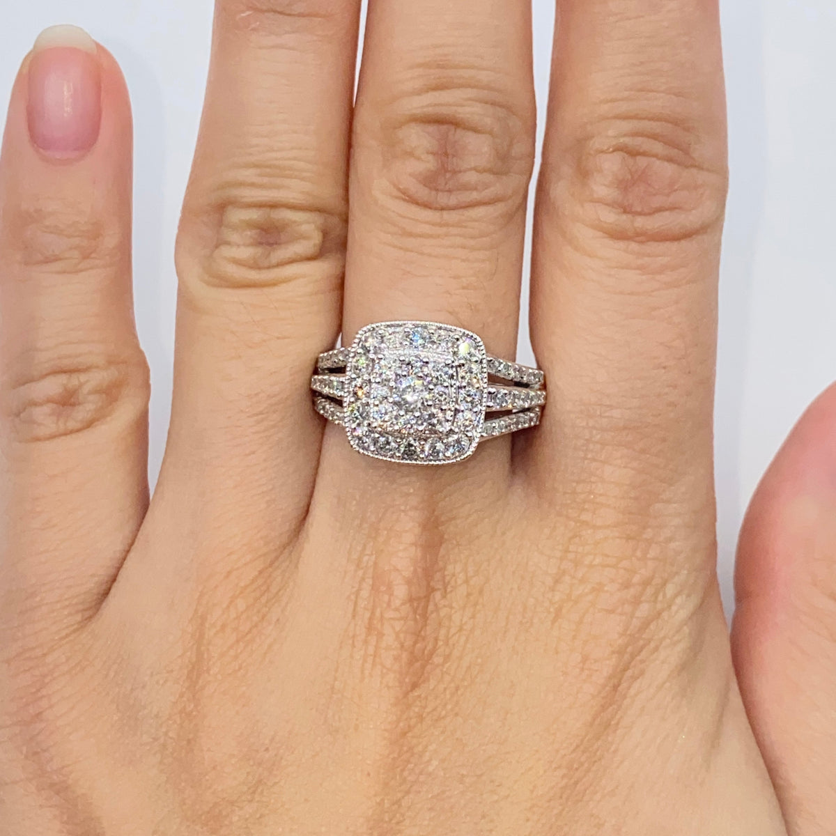 10K Gold Rounded Square Diamond Ring - additional product view 2