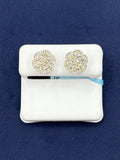 14K Gold Jumbo Halo Diamond Flower Earrings in white gold - close-up product photo
