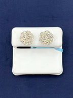 14K Gold Jumbo Halo Diamond Flower Earrings in white gold - close-up product photo