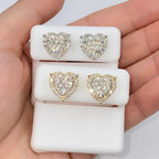 14K Gold Halo Heart Iced Diamond Earrings - additional product view 15