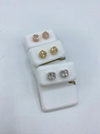 10K Gold Square Rounded Diamond Baguette Rows Earrings - additional product view 3