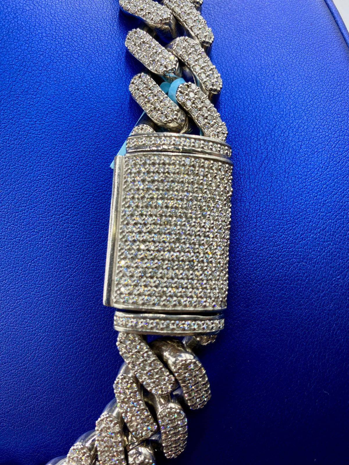 14K White Gold Jumbo Diamond Cuban Chain 20mm - additional product view 6
