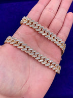 10K 12M Yellow Gold Baguette Cuban Diamond Chain 21 in - additional product view 4