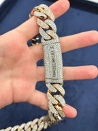 14K 18.6mm Rose Gold and White Gold Two-Tone Cuban Diamond Chain 25 in - additional product view 7