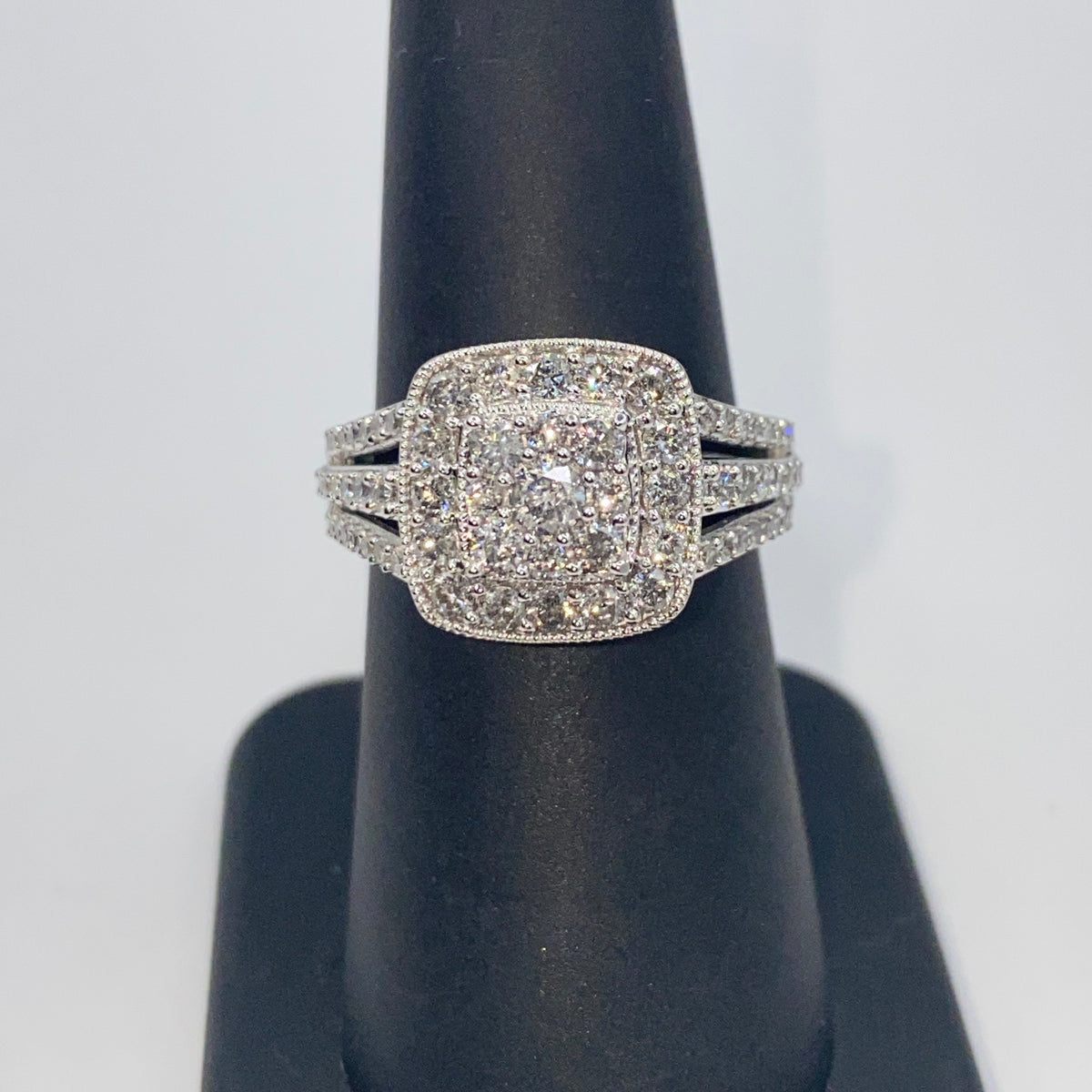 10K Gold Rounded Square Diamond Ring - additional product view 5