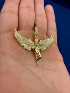 10K Gold Winged Angel Diamond Pendant - additional product view 3