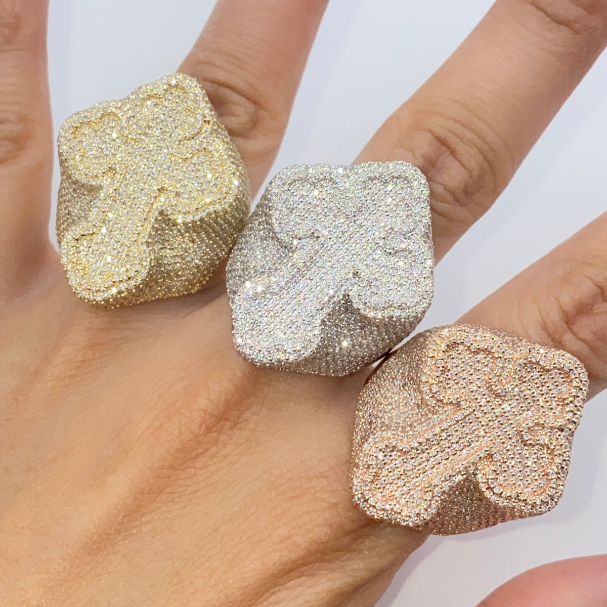 10K Gold Bubble Cross Diamond Ring - main product photo