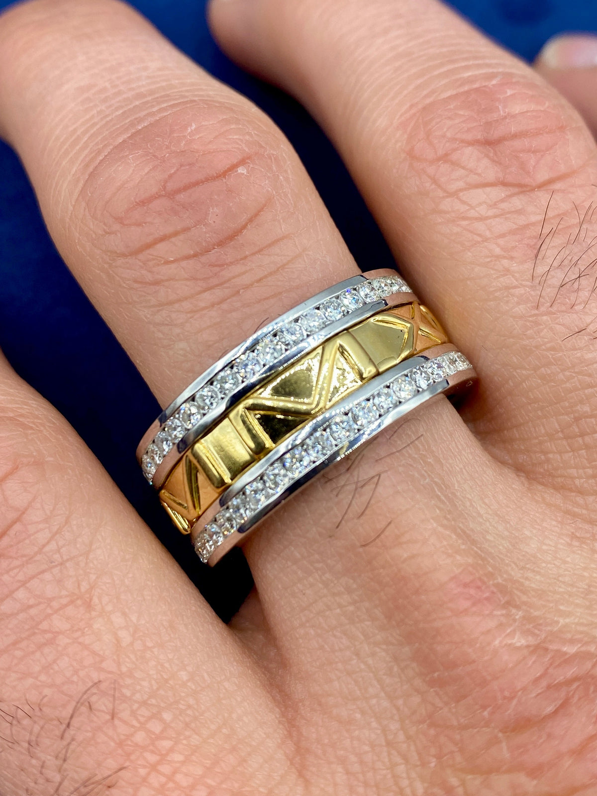 14K Gold Custom Roman Numeral Date Diamond Ring Band - additional product view 3