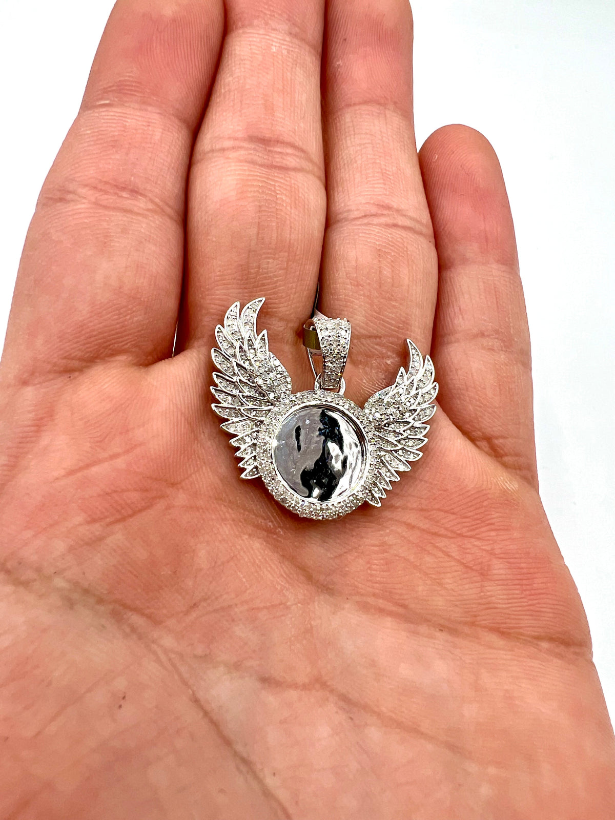 10K Gold Raised Wing Photo Diamond Pendant - additional product view 5
