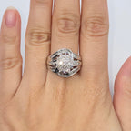 10K Gold Flower Ribbon Diamond Baguette Ring - additional product view 2