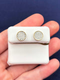 10K Gold Thick Round Diamond Earrings in yellow gold - close-up product photo
