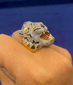 14K Gold White Tiger Enamel Diamond Ring - additional product view 3