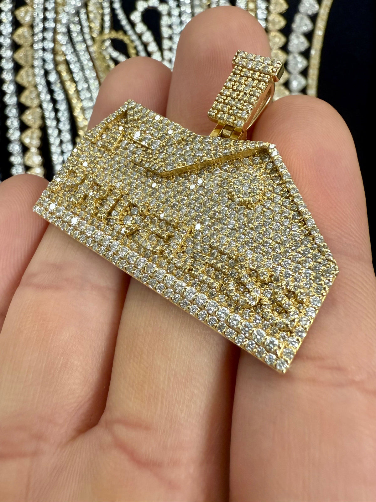14K Gold Custom Priceless Traphouse Diamond Pendant - additional product view 2