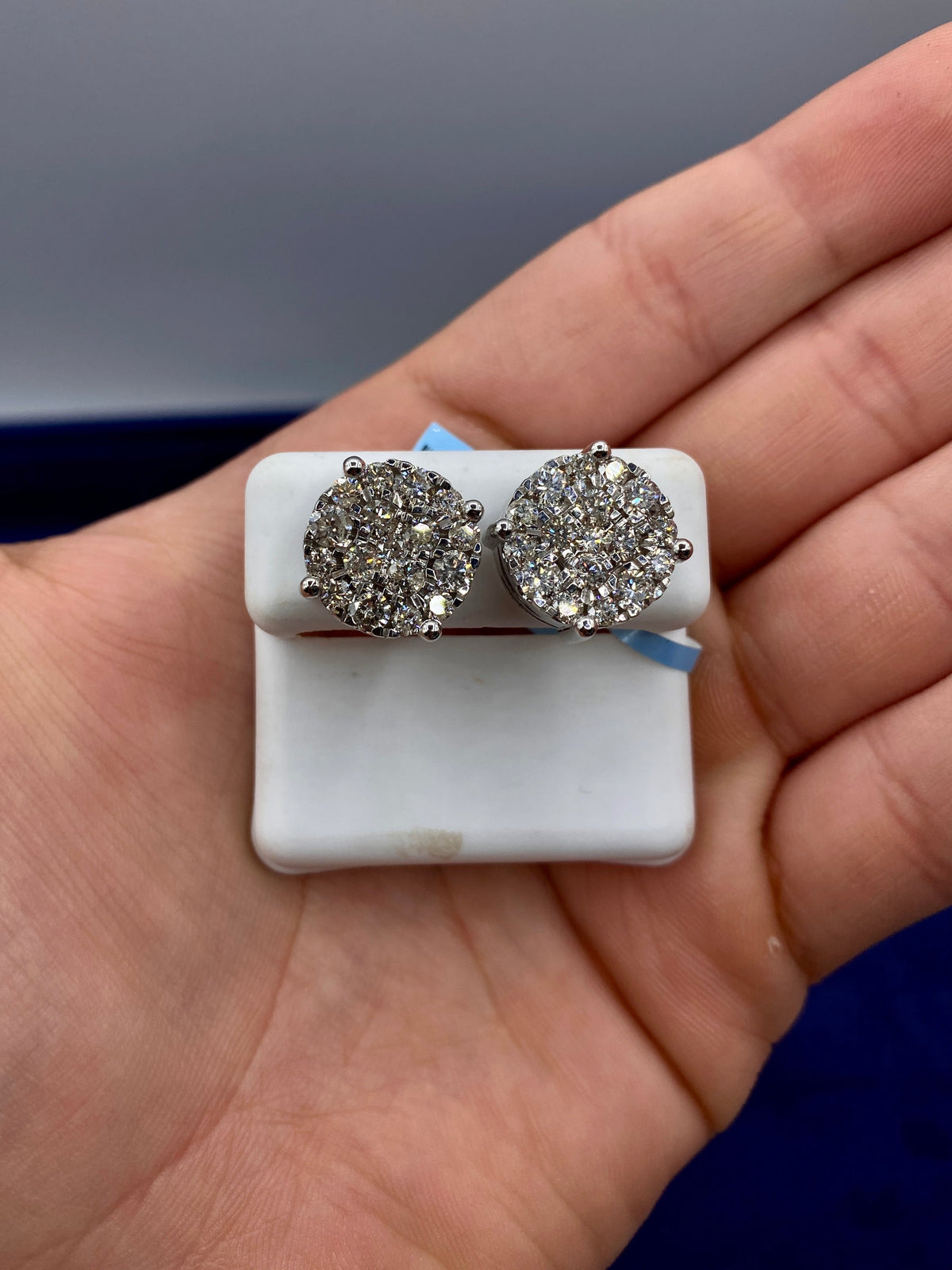14K Gold Big Cluster Circle Diamond Earrings - additional product view 8