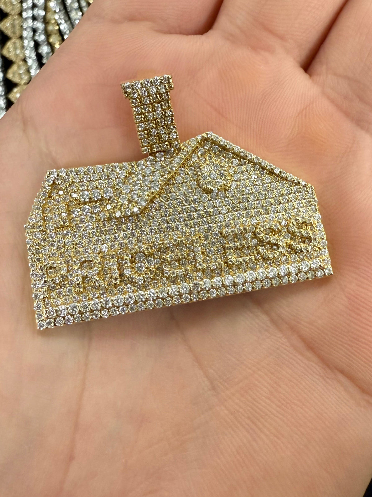 14K Gold Custom Priceless Traphouse Diamond Pendant - main product photo