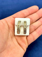 14K Gold Baguette Square Style Hoop Diamond Earrings - additional product view 4