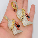 10K Gold Jesus Head Enamel Diamond Pendant - additional product view 7