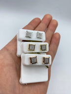 10K Gold Jumbo Castle Flat Studded Diamond Earring - additional product view 4