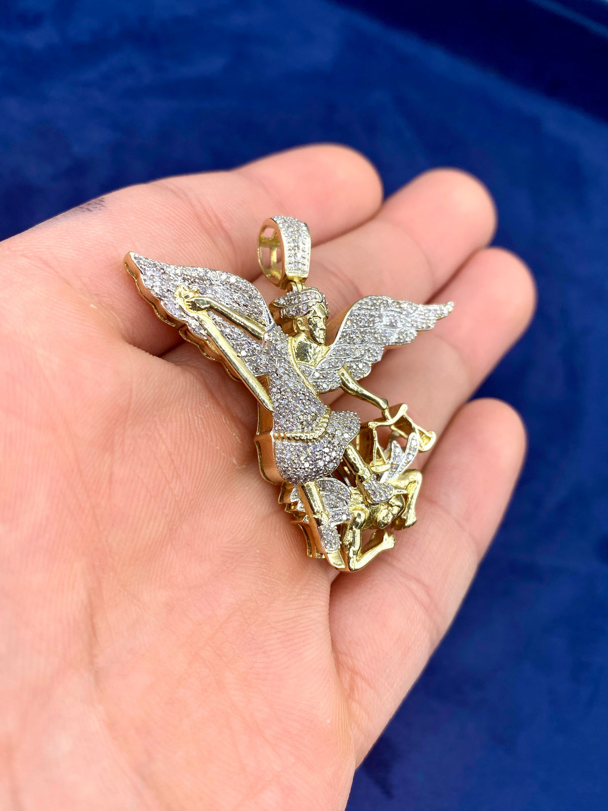 10K Gold Saint Michael Archangel Diamond Pendant - additional product view 3