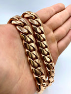 14K Solid Rose Gold Cuban Chain 16.3mm 21 in - additional product view 5