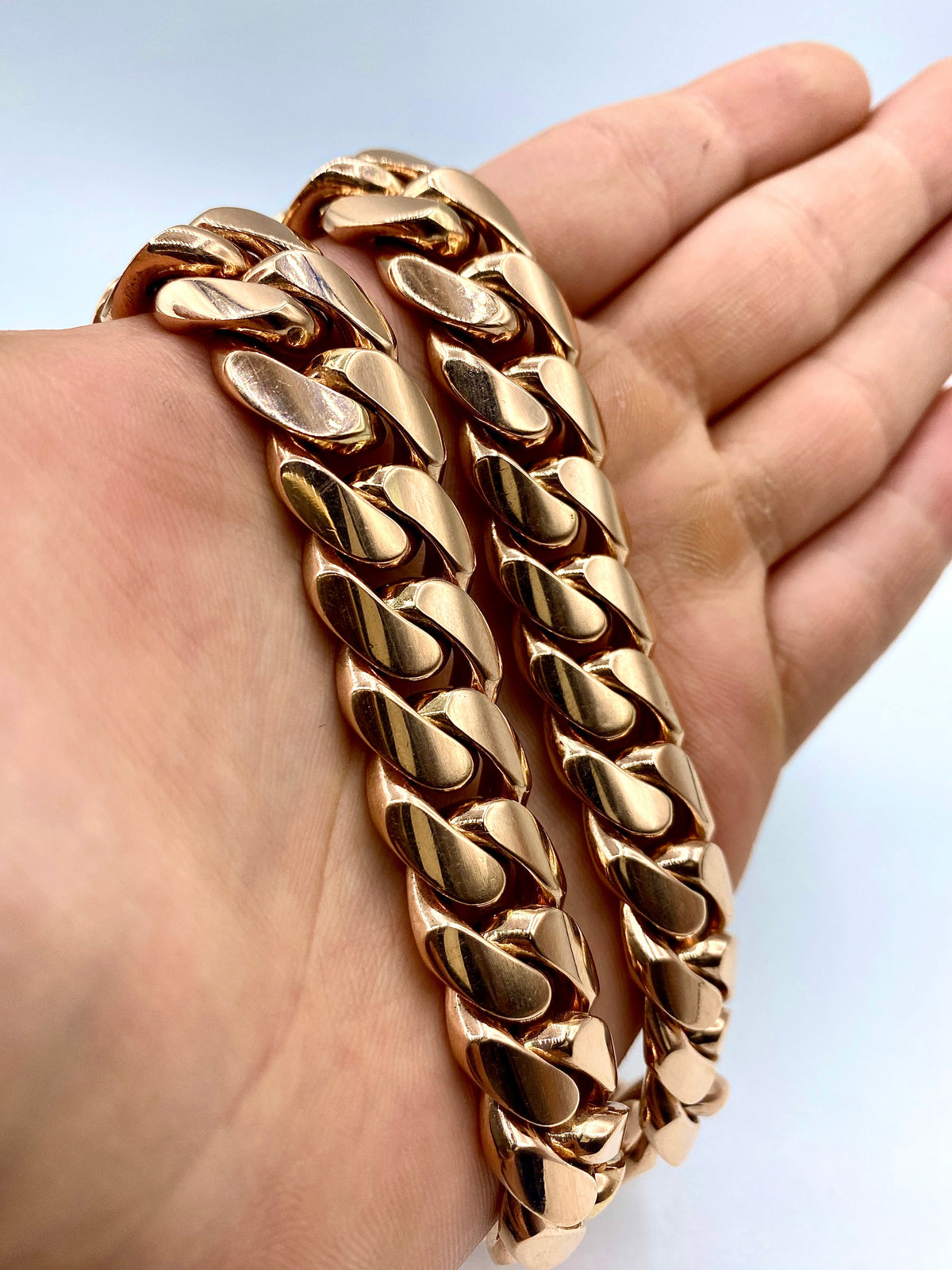 14K Solid Rose Gold Cuban Chain 16.3mm 21 in - additional product view 5