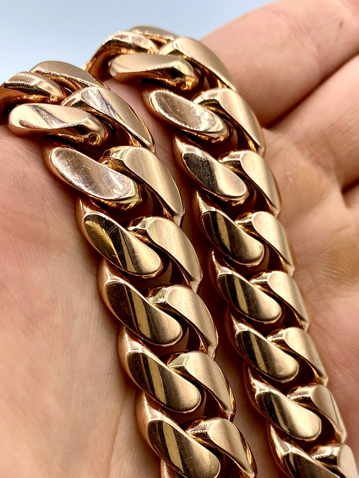 14K Solid Rose Gold Cuban Chain 16.3mm 21 in - additional product view 6