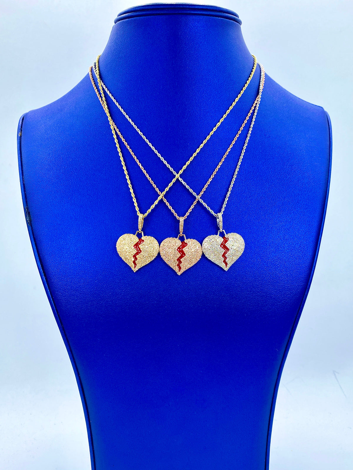 14K Gold Broken Heart Diamond Pendant - additional product view 2