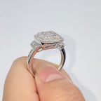 10K Gold Large Stone Center Diamond Square Halo Engagement Ring - additional product view 4