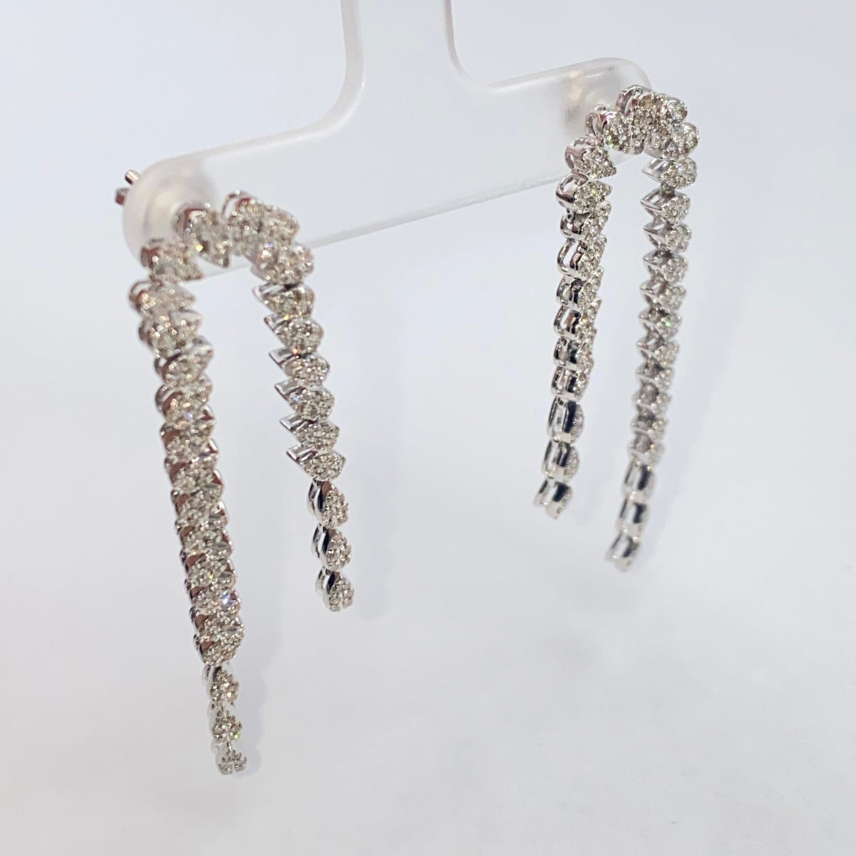 14K Gold Raindrop Cascade Dangling Diamond Earrings - additional product view 2