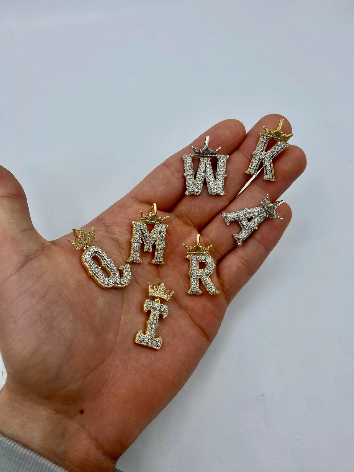 10K Gold Popular Crown Initial Diamond Pendant - additional product view 2