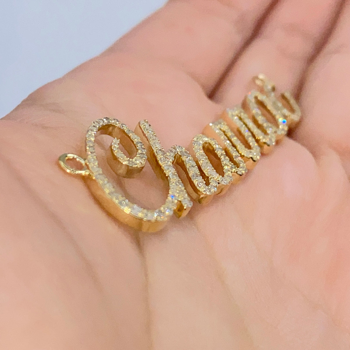 Custom Name Plate Diamond Pendants - additional product view 3