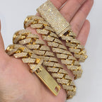 10K Gold 16mm Cuban Link Diamond Chain 22 in - additional product view 5