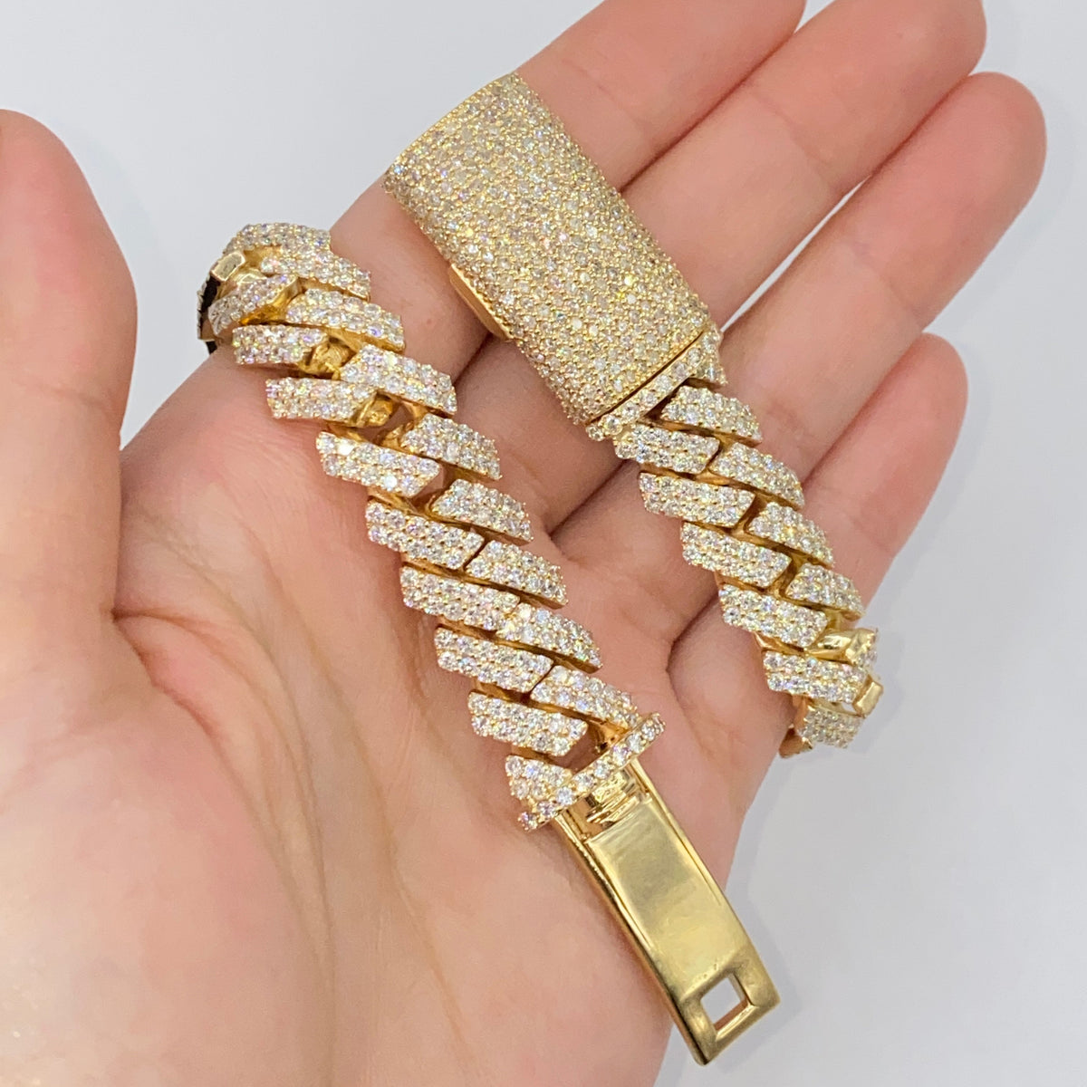 10K Gold 14mm Cuban Link Diamond Bracelet 8 in - additional product view 3