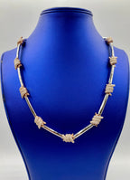 14K Gold Barbed Wire Stations Diamond Necklace - additional product view 2