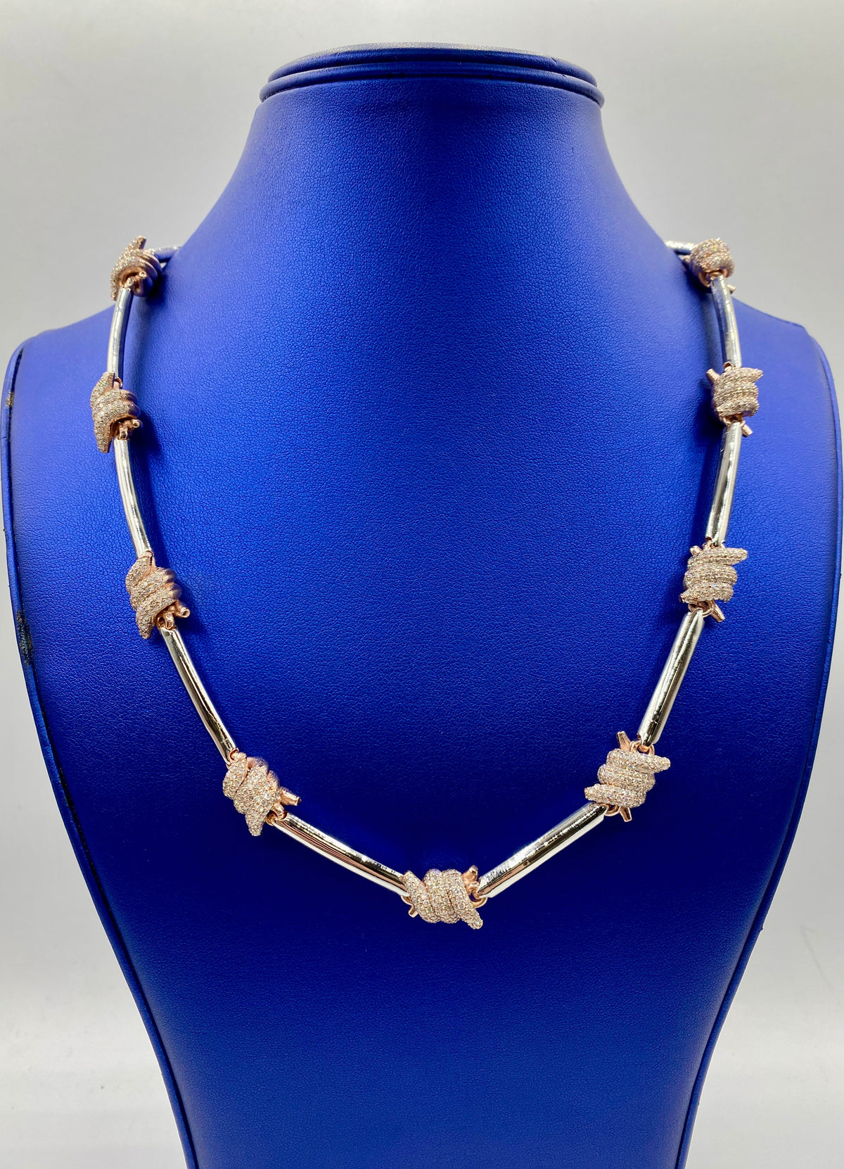 14K Gold Barbed Wire Stations Diamond Necklace - additional product view 2