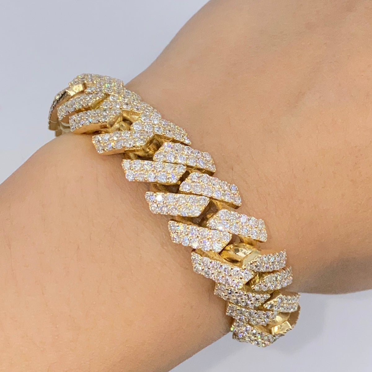 10K Gold 14mm Cuban Link Diamond Bracelet 8 in - additional product view 2