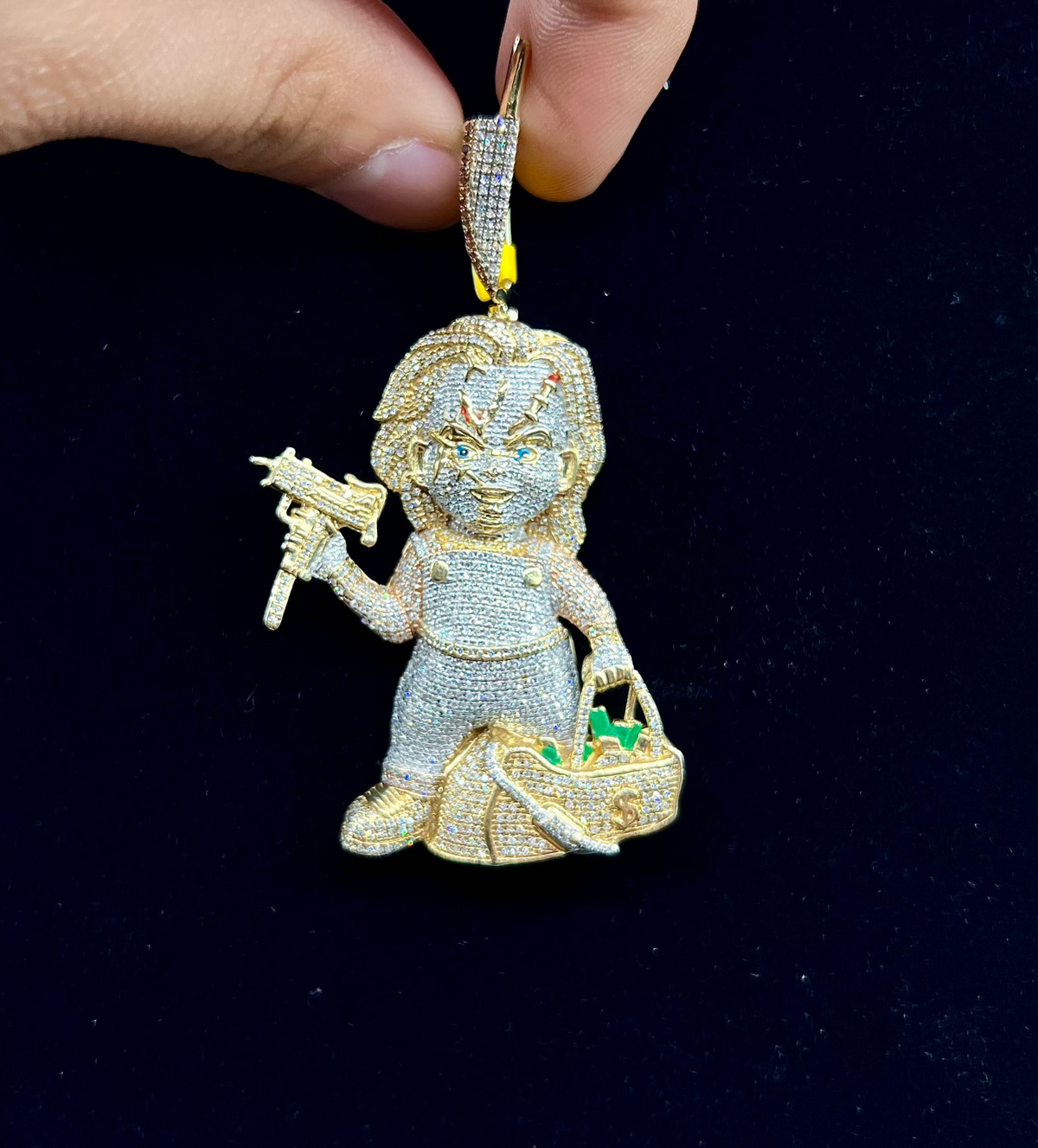 10K Gold Custom Chucky Diamond Pendant - additional product view 2