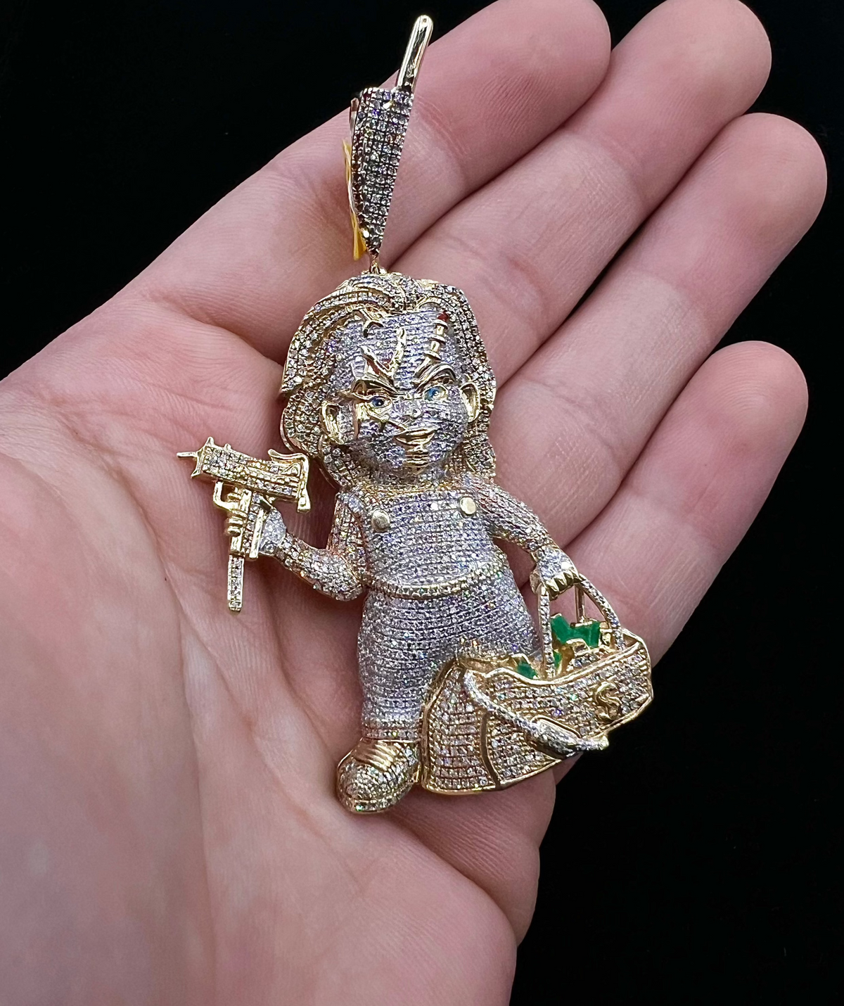 10K Gold Custom Chucky Diamond Pendant - additional product view 3