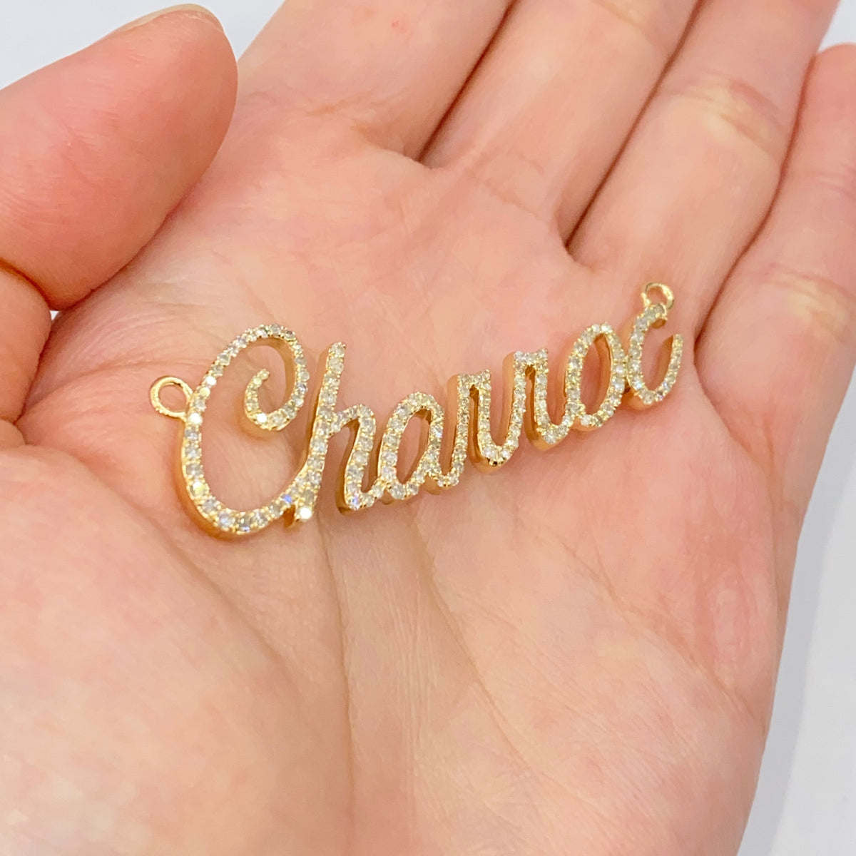 Custom Name Plate Diamond Pendants - additional product view 2