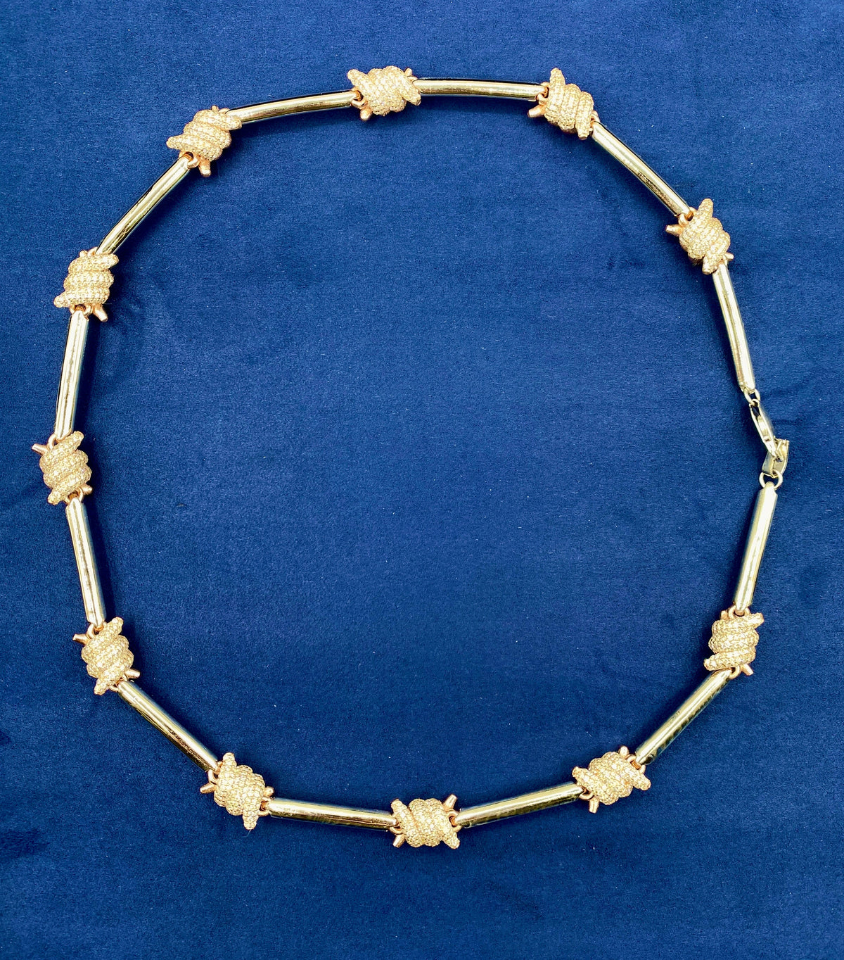 14K Gold Barbed Wire Stations Diamond Necklace - additional product view 5