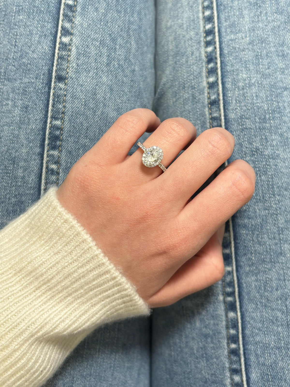 14K Gold Oval with Halo Engagement Diamond Ring - additional product view 2