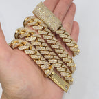 10K Gold 13.5mm Cuban Link Diamond Chain 22 in - additional product view 3