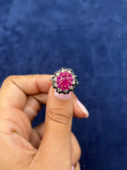 10K Gold Colorful Center Stone Flower Diamond Ring - additional product view 7