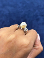 14K Gold Pearl Center Diamond Ring - additional product view 5